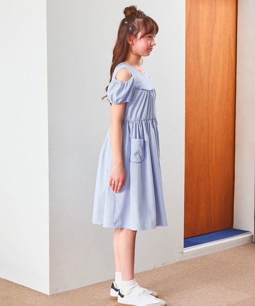 最終お値下げ！　新品！　ボンポワン120 ストライプ半袖ワンピース　子ども用服 CHOPIN（ショパン） ワンピース 「速乾、接触冷感」COOLMAX肩あき