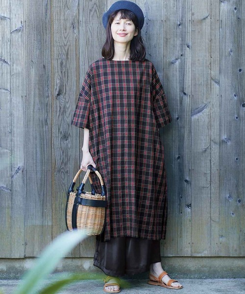 「Sunny clouds」 半袖ワンピース MEDIUM レッド レディース_画像2