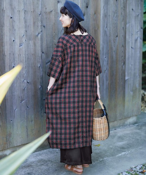 「Sunny clouds」 半袖ワンピース MEDIUM レッド レディース_画像5