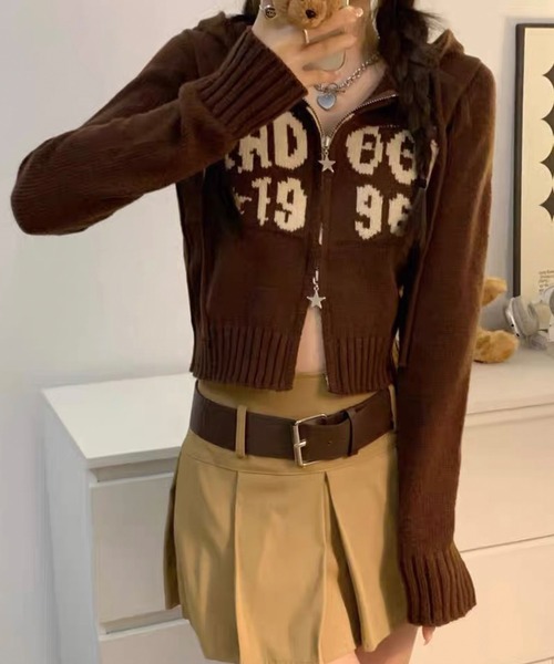 「shopnikoniko」 ニットカーディガン フリー ベージュ レディース_画像9