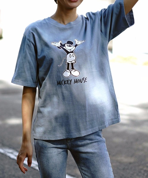 Tシャツ Tシャツ Disney ディズニー ミッキーｔシャツ レディース フロントプリント ショート丈 Zozotown 通販 Paypayモール