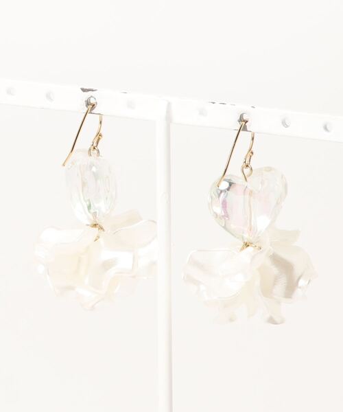 TONE（トネ） ピアス 「RosraiE」クリア オーロラ ハート 花びらフリル