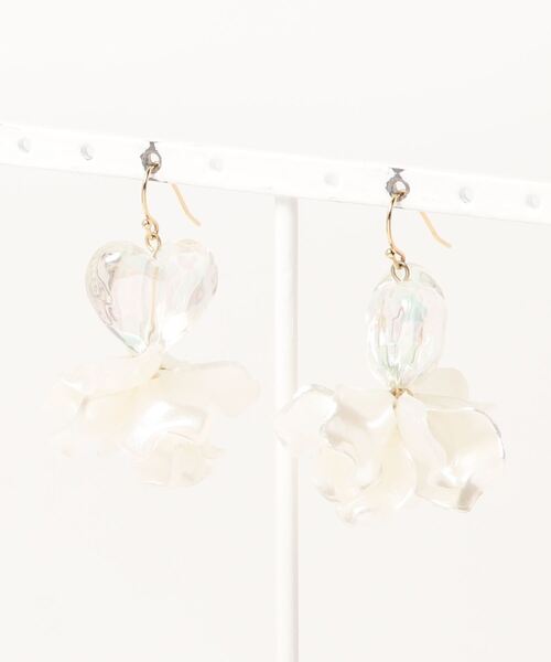TONE（トネ） ピアス 「RosraiE」クリア オーロラ ハート 花びらフリル