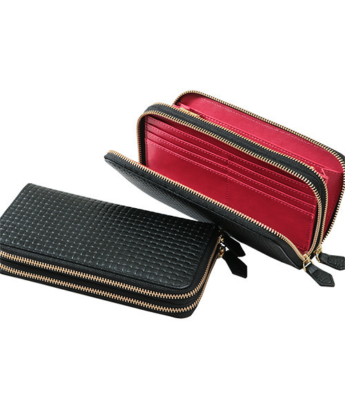 財布 メッシュ型押しダブルファスナー長財布 メンズ : ZOZOTOWN