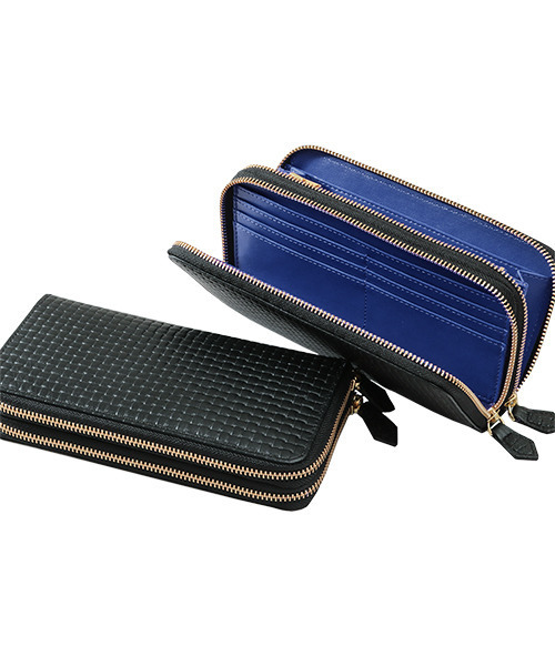 財布 メッシュ型押しダブルファスナー長財布 メンズ : ZOZOTOWN