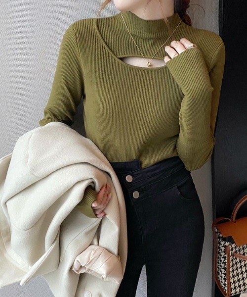 gossip!ロサンゼルス ニット セーター フロントオープンデザインニット