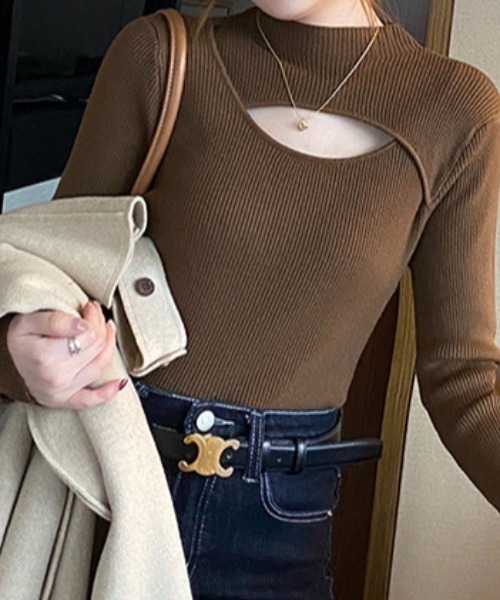 gossip!ロサンゼルス ニット セーター フロントオープンデザインニット