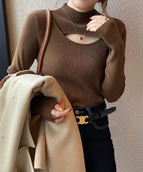 gossip!ロサンゼルス ニット セーター フロントオープンデザインニット