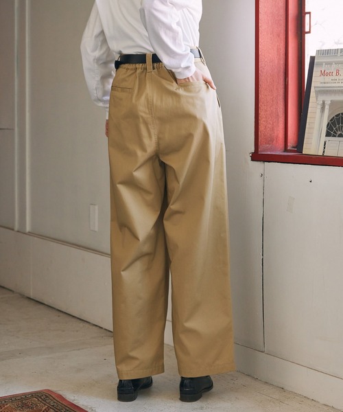 チノパン ハイウエストタックワイドストレートチノパンツ レディース