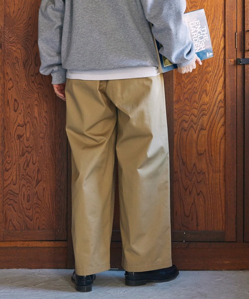 チノパン ハイウエストタックワイドストレートチノパンツ レディース