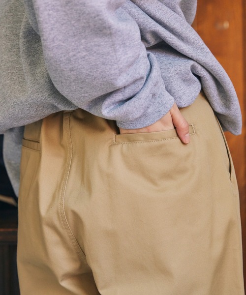 チノパン ハイウエストタックワイドストレートチノパンツ レディース