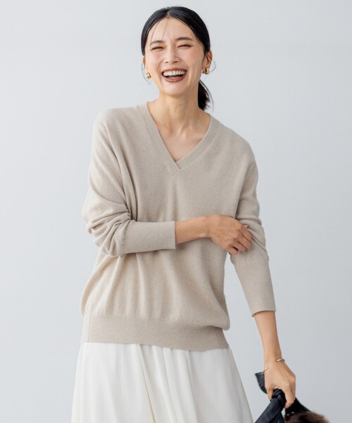 ニット セーター 「杏さん着用/洗える」ピュアカシミヤ Vネック ニット レディース