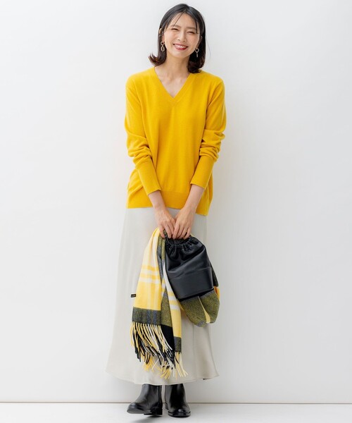 ニット セーター 「洗える」ピュアカシミヤ Vネック レディース