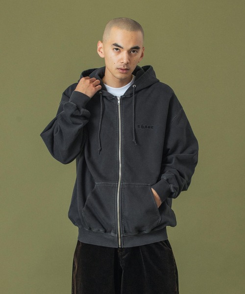 XLARGE パーカー PIGMENT DYED EMBOSS LOGO ZIP HOODED SWEAT