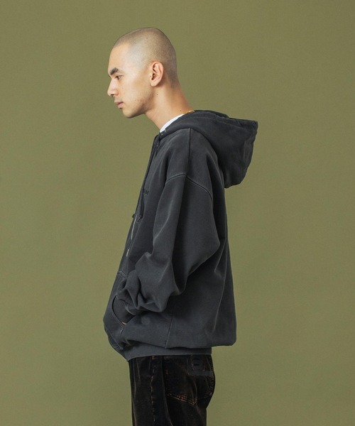 XLARGE パーカー PIGMENT DYED EMBOSS LOGO ZIP HOODED SWEAT