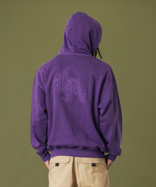 XLARGE パーカー PIGMENT DYED EMBOSS LOGO ZIP HOODED SWEAT