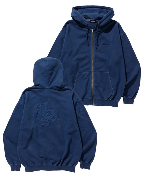 XLARGE 青 パーカー XLARGE（エクストラ ラージ） パーカー BACKSIDE SLANTED OG ZIP