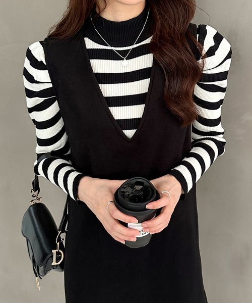 COCOMOMO ニット セーター ハイネックパワショルニット リブニット