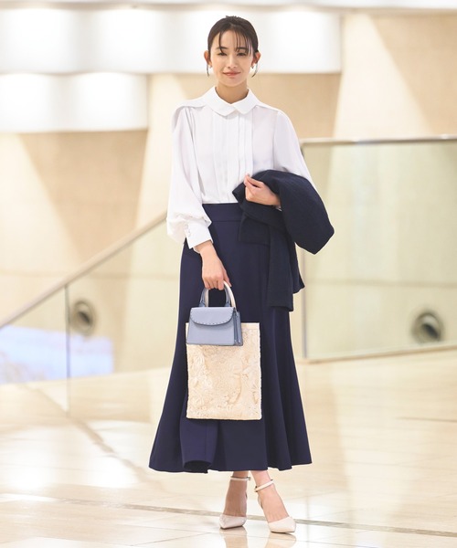 ルイルエブティック RUIRUE BOUTIQUE 【ドレスアップデコルテ ブラウスシリーズ】シャツカラー タックブラウス （ホワイト） RUIRUE BOUTIQUE ブラウス シャツ 洗える ｜「ドレスアップ