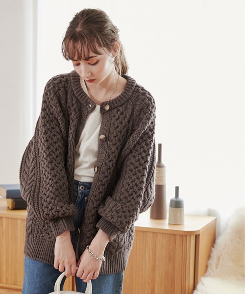 ANGIE ニットカーディガン FREE アイボリー レディース : ZOZOTOWN