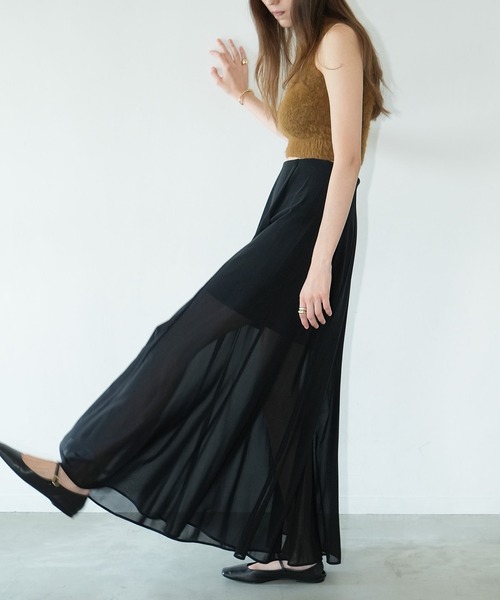 スカート Piping ribbon mermaid flare skirt Ribbon mermaid skirt