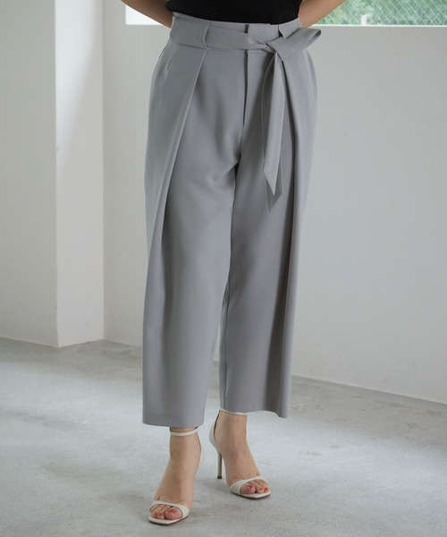 Sirin パンツ 洗える・シワになりにくい ベルトクロップドパンツ