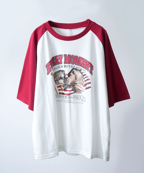 おしゃれスタ tシャツ リンガーTシャツ/ラグランTシャツ「IR」 メンズ vintage y2k ラグランTシャツリンガーTシャツ色味◎