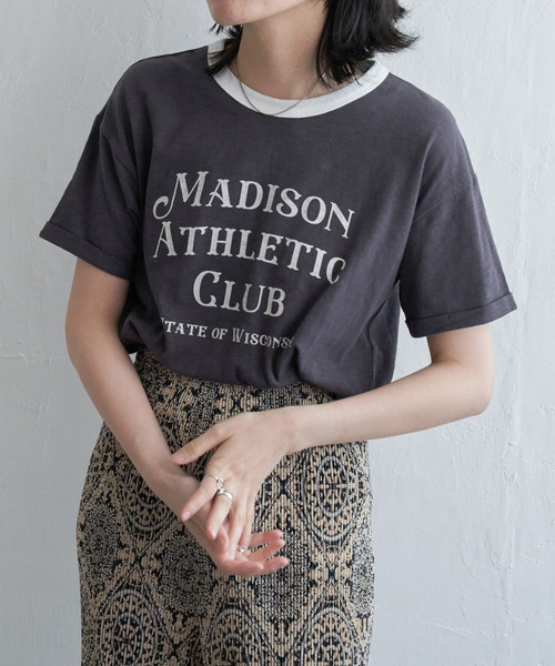 INDEPENDENT リンガーTシャツ セール】コード刺繍リンガーTシャツ（Tシャツ/カットソー