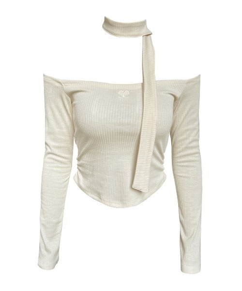 SETSETSET tシャツ 「SETSETSET」JENNIE OFF-SHOULDER LOGO TOP