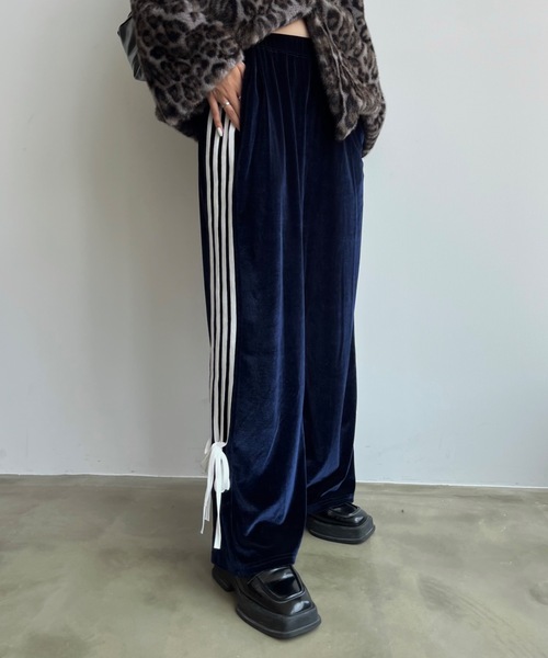 SHAGGIE パンツ サイドラインベロアルーズパンツ レディース