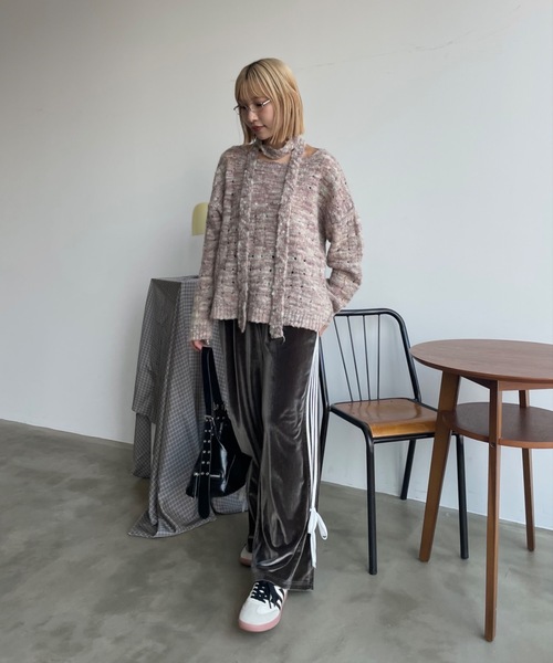 SHAGGIE パンツ サイドラインベロアルーズパンツ レディース