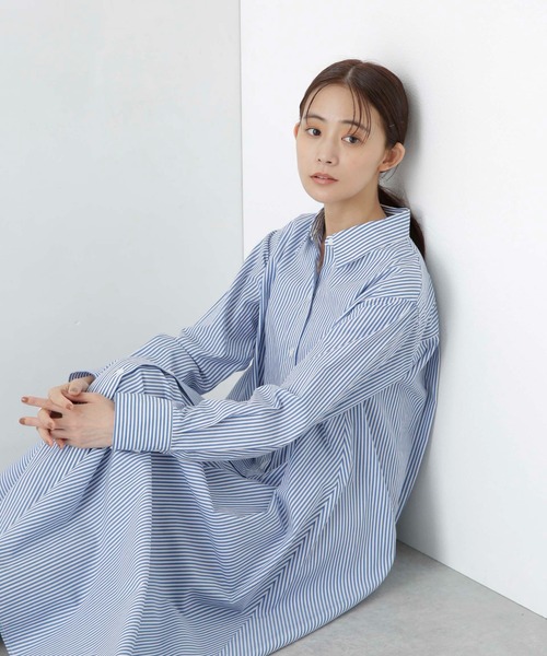 NANO universe シャツワンピース 「ZOZO限定」ストライプAライン