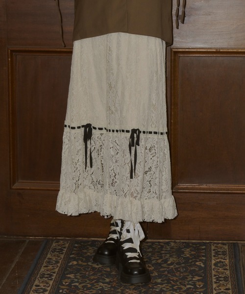 idemイデムromanticlaceribbonskirtレースリボンスカート idem（イデム）の「romantic lace ribbon skirt / レースリボン