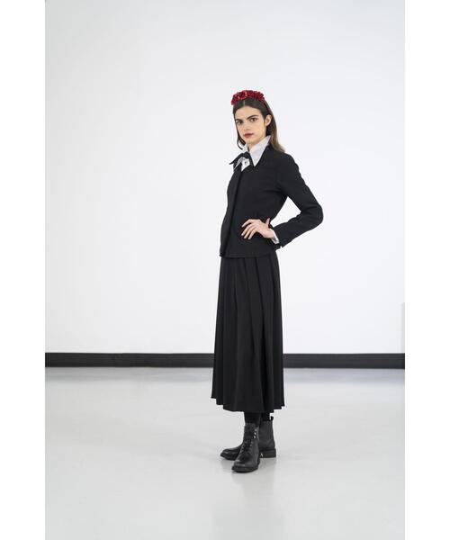 agnes b.（アニエスベー） スカート ブラック トリアセテート クレープ