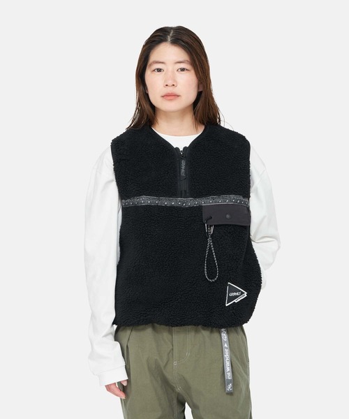 ベスト ジレ 「Gramicci×and wander」JQ TAPE FLEECE VEST(WOMENS) | JQテープフリースベスト レディー
