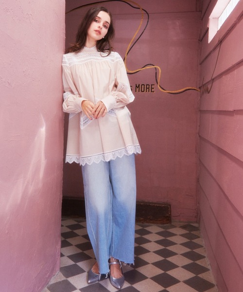 JILL STUART】ジルチュアート パフスリーブAラインチュニック JILL STUART】ジルチュアート パフスリーブAラインチュニック