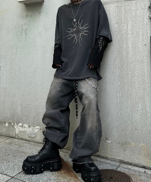 パンツ Remake Damage wide pants auskou Remake Damage wide pants auskou