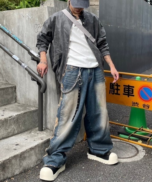 XU 迷彩 カモフラージュサイドダメージジーンズ Never mind the XU】camouflage damage half pants (2color