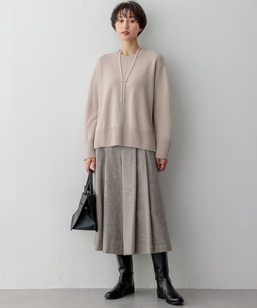 23区（ニジュウサンク） パンツ シルクネップヘリンボーン ガウチョ