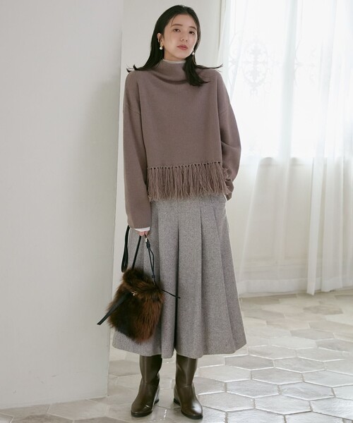 23区（ニジュウサンク） パンツ シルクネップヘリンボーン ガウチョ