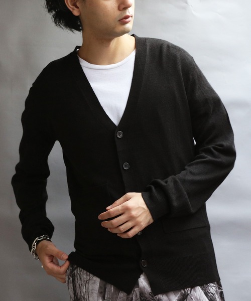 8 カーディガン カシミヤタッチVネックカーディガン メンズ