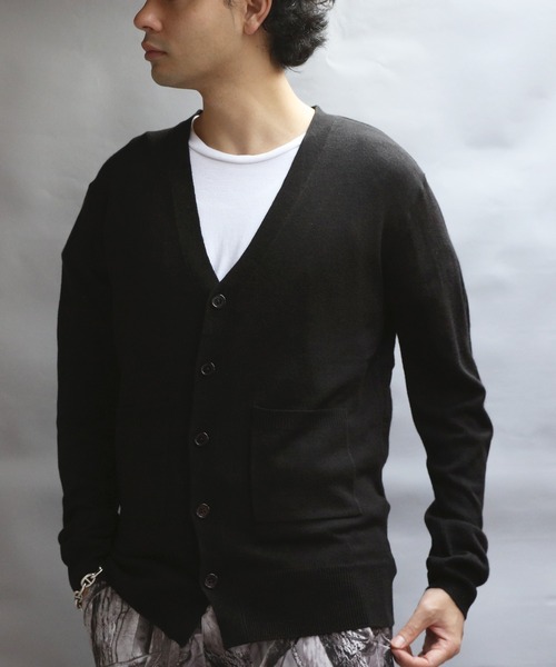 8 カーディガン カシミヤタッチVネックカーディガン メンズ