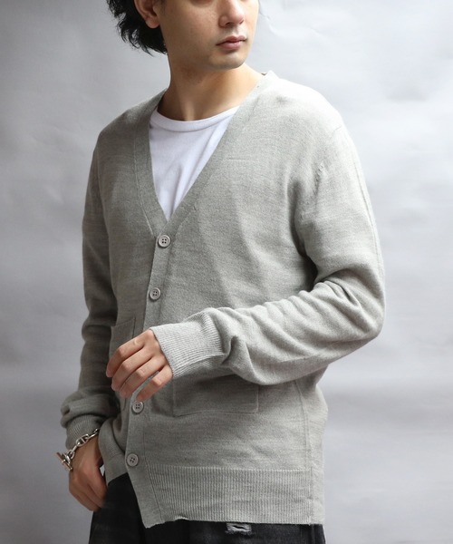 8 カーディガン カシミヤタッチVネックカーディガン メンズ