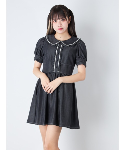 Ank Rouge ワンピース 黒 半袖 Ank Rouge 「Ank Rouge」 半袖ワンピース M ブラック レディース