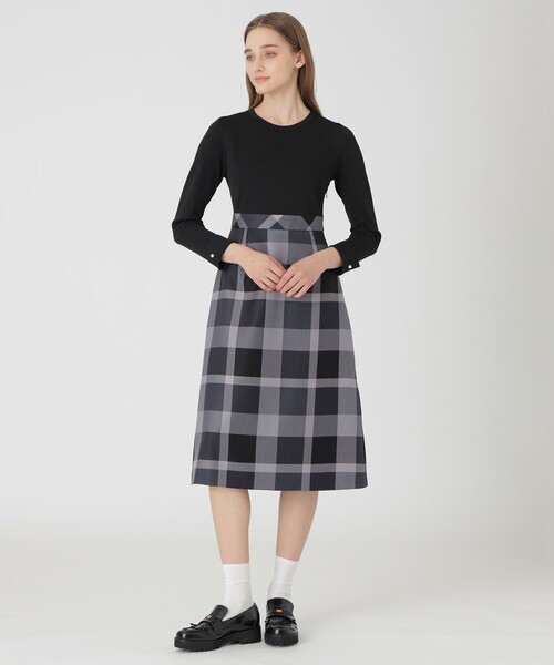 美品　ブルーレーベルクレストブリッジ　クレストブリッジチェックベルト　ワンピース BLUE LABEL CRESTBRIDGE（ブルーレーベルクレストブリッジ