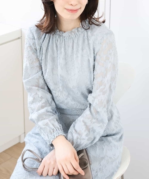 ブラウス シャツ カットジャガードブラウス/洗える/WEB限定サイズあり レディース