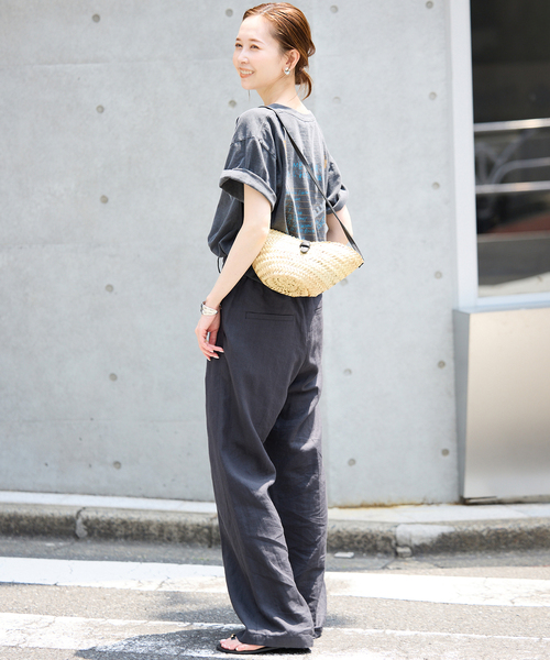 SLOBE IENA スラックス パンツ リネン混イージースラックス