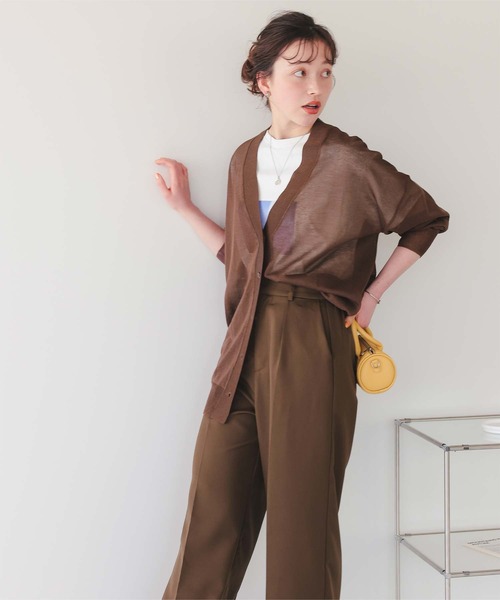 ●未使用品　ADORE ソフトコットンVネック　ニットロングジレ カーディガン セール】やわらかタッチVネックカーディガン（カーディガン