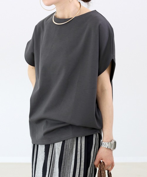 Aletta vita tシャツ 半袖 ポンチボートネックコクーンプルオーバー