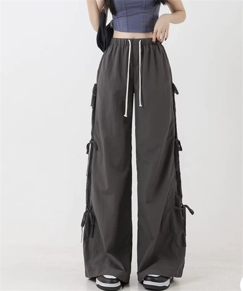 FREE STYLISTS パンツ サイドリボンワイドパンツ レディース